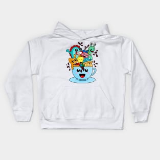 doodle cup funny monsters Kids Hoodie